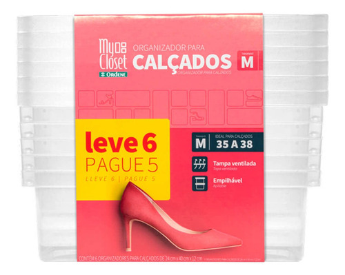 Conjunto Caixa De Sapato Leve 6 E Pague 5 Ordene Cor Cristal Liso