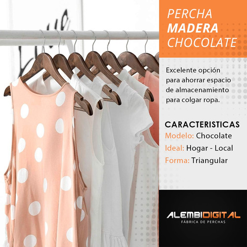 Pack 10 Perchas De Madera Lustrada Importada Premium Hotel