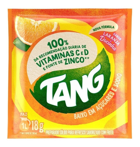 Caixinha com 18 sache X 18g - Suco de laranja Tang em pó