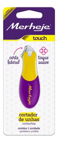 Cortador de uñas lateral Merheje Touch mango de goma color amarillo / morado