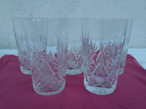 Elegantes/muy Finos Vasos Altos Cristal Tallado Impecables.