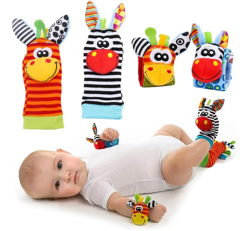 Mlamat Juego de sonajeros y calcetines de muñeca para bebé 1 par de sonajeros y 1 par de calcetines de sonajeros para el desarrollo educativo y juguetes de peluche para regalo de bebé 
