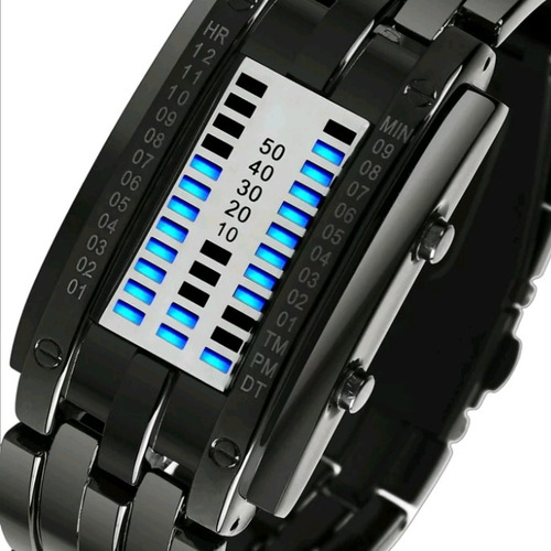 Reloj Electrónico Unisex Acero Binario 17cm Negro