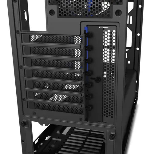 Gabinete para jugadores Nzxt S340, vidrio templado negro-azul, color negro/azul