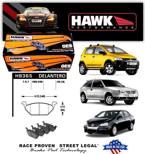 Pastillas De Freno Del. Volkswagen Fox/crossfox/gol Hawk