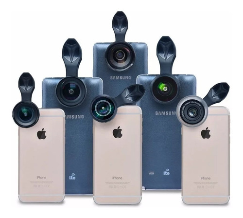 Kit Apexel 5 Lentes P/ Smartphone Cpl Macro Wide Fisheye P40
