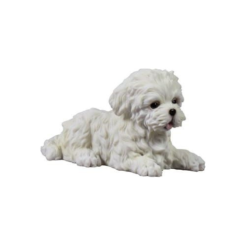 Figura De Perro Cachorro Maltese Blanco De Resina, Wu75...