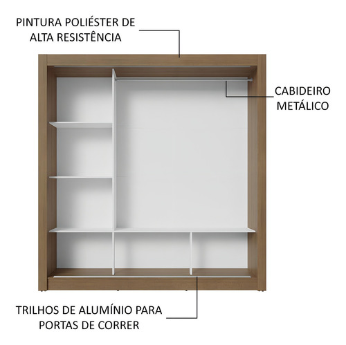 Guarda-roupa Casal 3 Portas De Correr Nobre Madesa Cor Rustic/Cinza