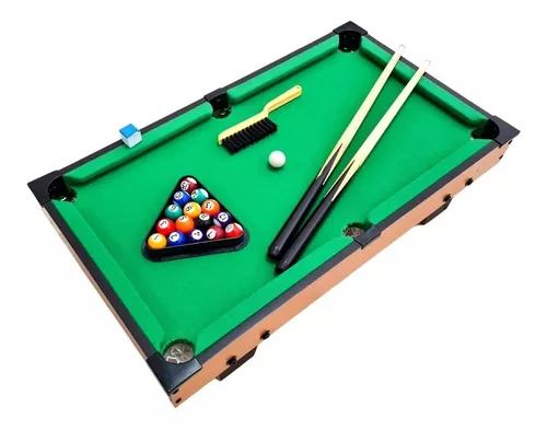 Jogo mesa mini bilhar sinuca snooker 69 x 36 x 19cm completo