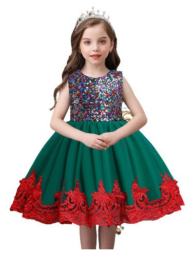 Vestido De Princesa De Lentejuelas Navideñas For Niñas