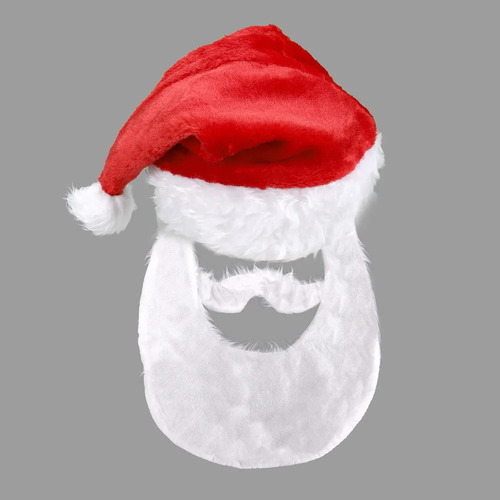 Gorro Navideño Rojo Con Barba De Papá Noel