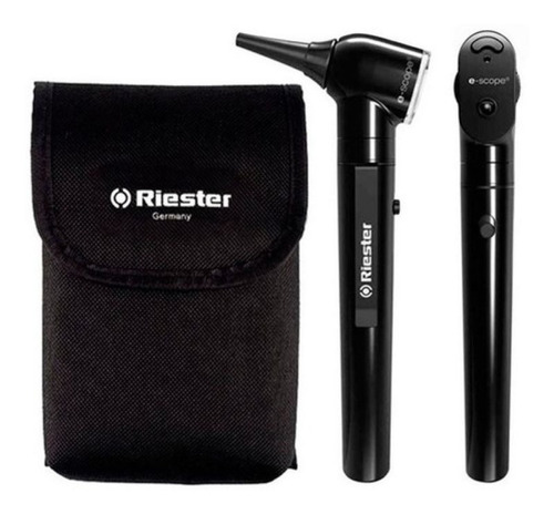 Imagen 1 de 2 de Set Otoscopio Y Oftalmoscopio Riester Negro Halogeno