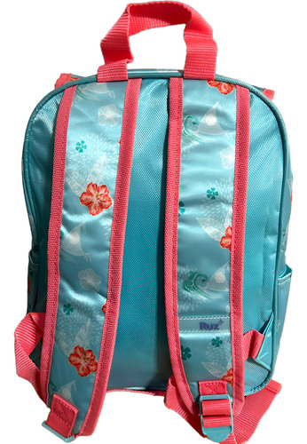 Mochila Escolar Kinder Moana La Pelicula. Color Agua Diseño De La Tela Lisa