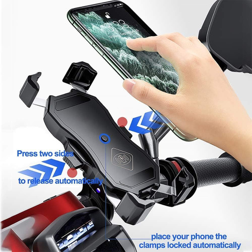 Suporte Celular Com Carregador Por Indução E Usb Para Moto