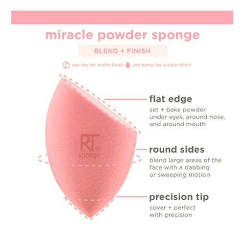 Real Techniques Miracle Esponja En Polvo, Para Fijar Polvo,