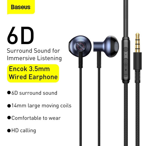 Imagen 4 de 10 de Auriculares Encok H19 / Jack 3.5mm / In Ear Baseus