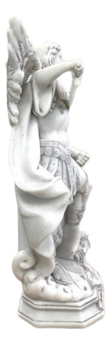 Imagem São Miguel Arcanjo 30cm Mármore Branco Anjo Guerreiro