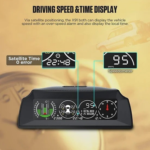 Medidor De Pendiente Gps Tpms X91 Autool Hud 3 En 1