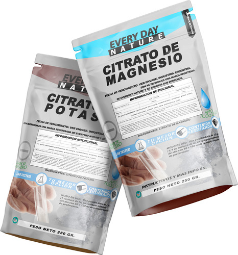 Citrato De Magnesio 250 Gr + Citrato Potasio 250 Gr Combo