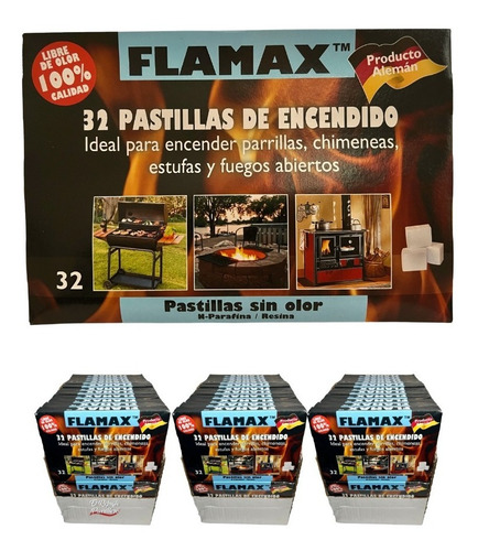 Imagen 5 de 7 de Pack 3 Cajas 32 Cubos Iniciador Encendedor De Fuego Sin Olor