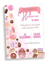 Comprar Convite Aniversário Digital Virtual Doces Confeitaria Mod01