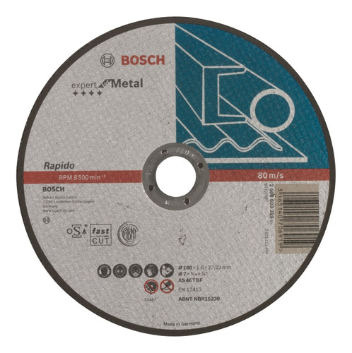 Disco De Corte Bosch Metal Expert Recto Amoladora 180x1,6mm