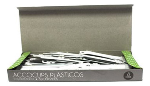 Caja 50 Unidades Accoclips Plásticos Blancos Color Blanco