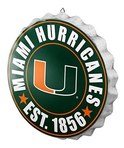 Botella Foco Ncaa Wall Sign Cap, Miami Hurricanes.