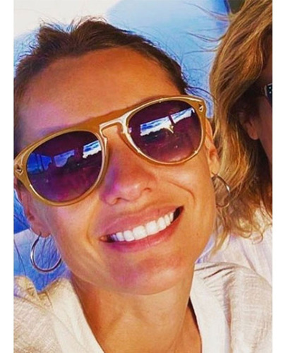 Anteojos Sol Infinit By Pampita Edison Beige Lente Verde