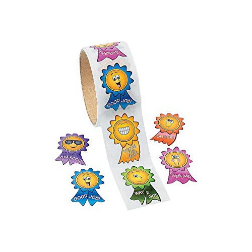 Motivacional Smiley Face Roll Stickers - 1 Rollo.