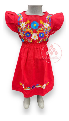 Vestido De Niña Artesanal Mexicano Bordado Típico 