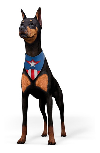 Imagem 4 de 6 de Bandana Cachorro Pets Marvel Capitão América Produto Oficial