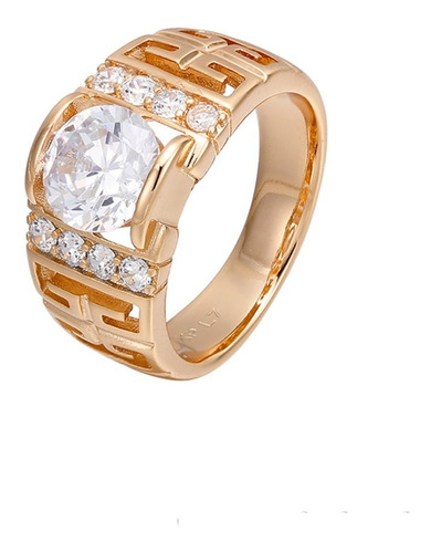 Anillo Grueso Caballero Oro 18k Lam Diamante Calidad Premium