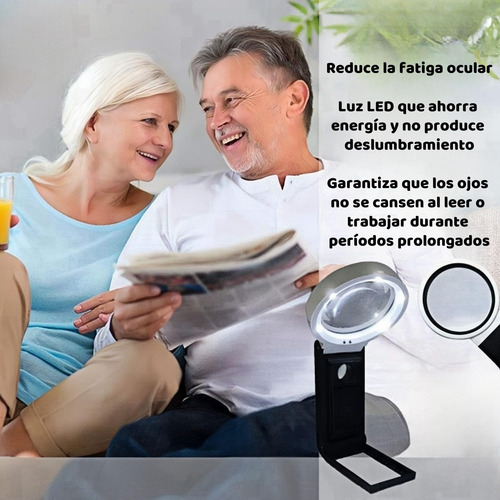 Lupa De Mano 10x 25x Con Luz Y Soporte, Lupa Plegable O