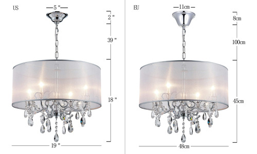 Bestier Lampara Techo Colgante Cristal Moderno Elegante 4 X