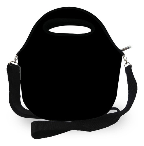 Bolsa Térmica Feminina Lancheira Neoprene Preto Liso Marmita