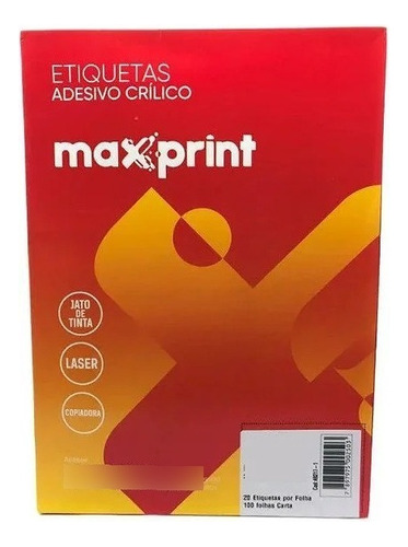 25 Folhas Etiquetas Maxprint A4 - A4262 (16 Etiq./folha) Cor Branco