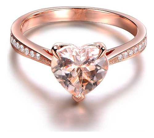 Anillo De Compromiso Con Cristal En Forma Corazón En Oro