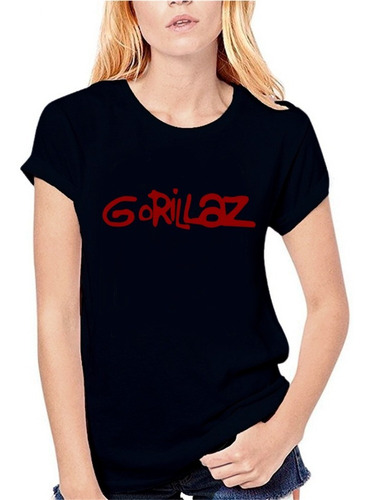 Remera Gorillaz Rock Música Algodón Hombre Mujer Niños Negra