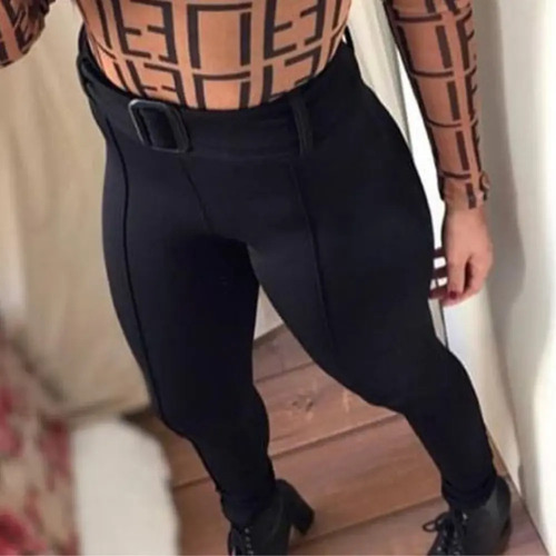 Calça Leg Legging Cinto Fivela Grossa Skinny Ciintura Alta | Parcelamento  sem juros