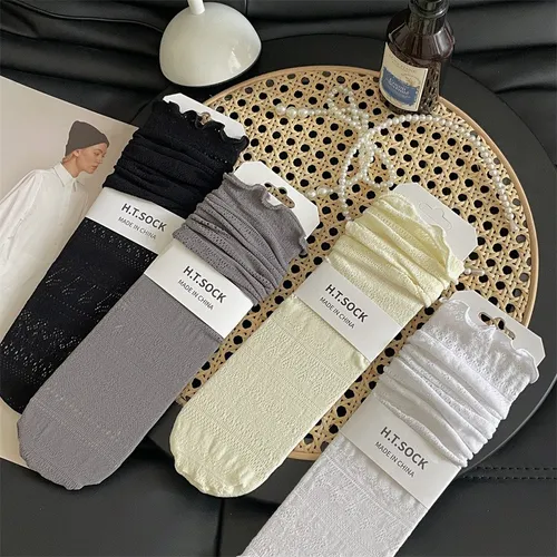 2 Pares De Calcetines De Verano Con Encaje Hueco En Forma De