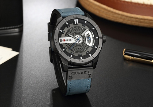 Relogio Curren Masculino Militar Pulseira De Couro + Brinde.