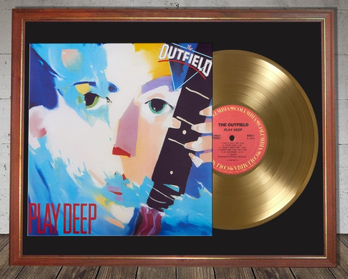 The Outfield Play Deep Tapa Lp Y Disco De Oro En Cuadro