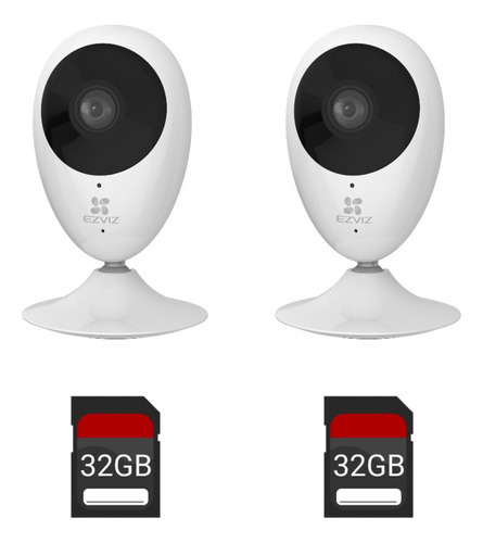 Combo X2 Cámara Ezviz C2c Wifi Full Hd 1080 + 2 Memoria 32gb