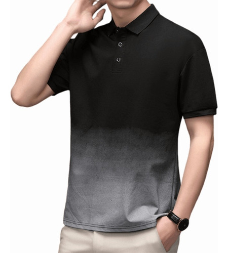 Cómodo Polo Casual Para Hombre Calidad Manga Corta Gradiente