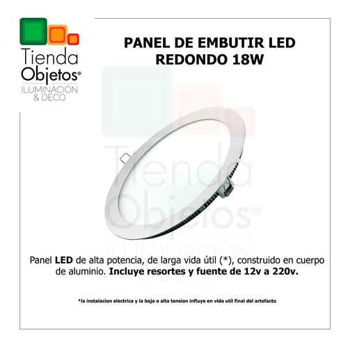 Imagen 4 de 8 de Panel Led 18w Spot Embutir Redondo Luz Calido Fria 1500 Lm