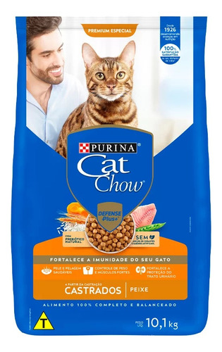 Cat Chow Castrados Adulto Sabor Peixe Em Sacola De 10.1kg