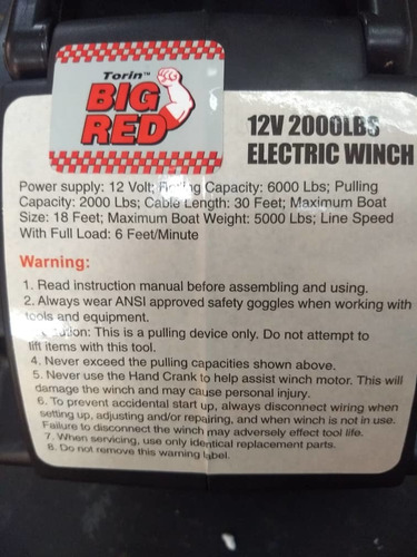 Imagen 6 de 9 de Winche Electrico 12v 2000lbs