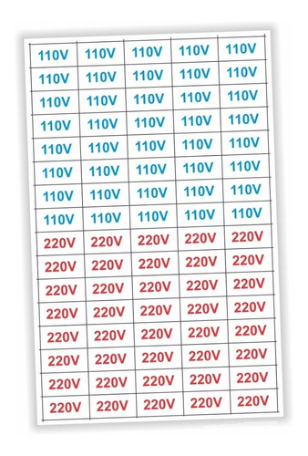 Etiquetas Adesivo De Voltagem 80 Unidades Tomada 110 E 220v