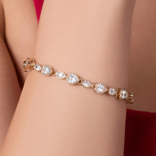 Pulseira Rommanel Feminina Banhado Ouro 18k Corações 552199